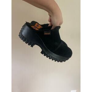 Rocket Dog Women's Y2K Vintage Chunky Lug Sole Black Faux Fur Clog Mules Size 7
